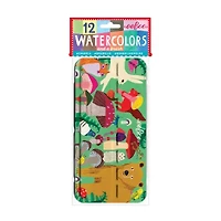 Eeboo Mushroom Watercolors Paint Set/12 Colors 2-pc. Coloring Set