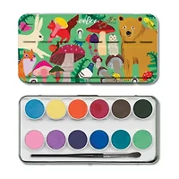 Eeboo Mushroom Watercolors Paint Set/12 Colors 2-pc. Coloring Set