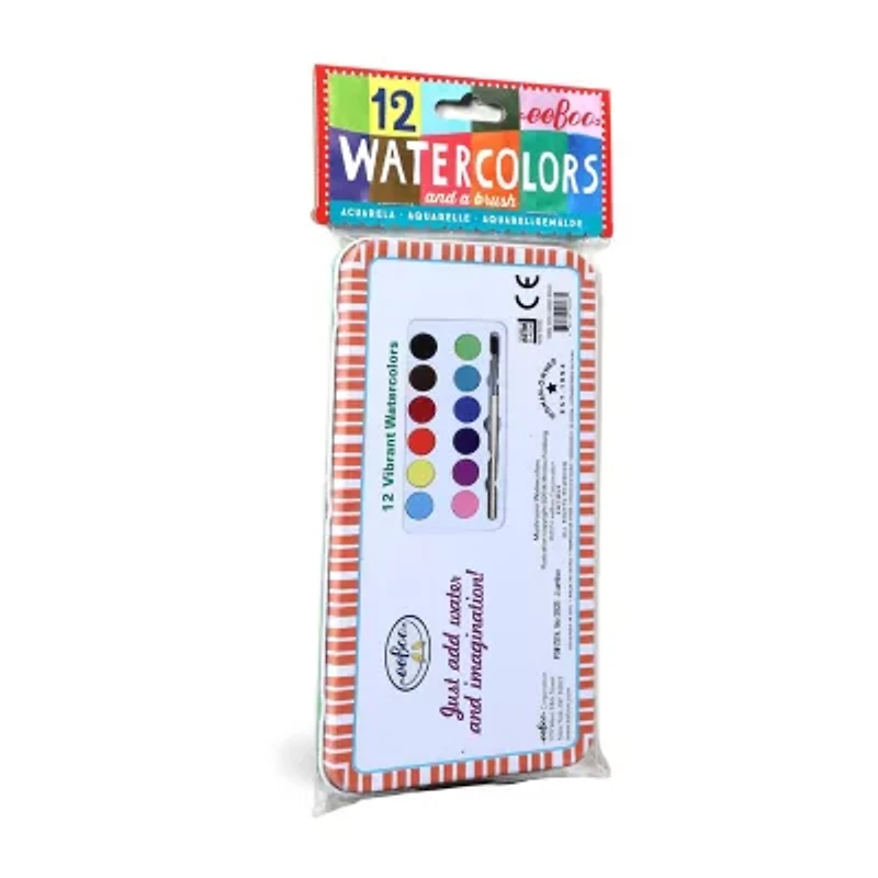 Eeboo Mushroom Watercolors Paint Set/12 Colors 2-pc. Coloring Set