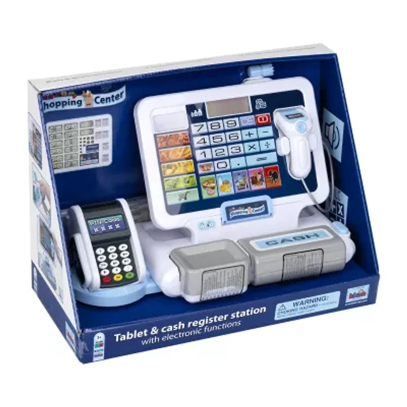 Theo Klein Shopping Center: Tablet & Cash Register Station Kids Pretend Play Ages 3+ 32-pc. Toy Tool
