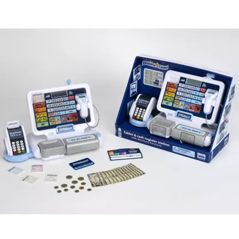 Theo Klein Shopping Center: Tablet & Cash Register Station Kids Pretend Play Ages 3+ 32-pc. Toy Tool
