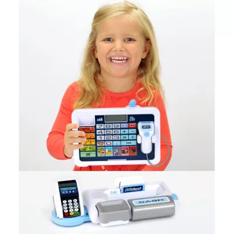 Theo Klein Shopping Center: Tablet & Cash Register Station Kids Pretend Play Ages 3+ 32-pc. Toy Tool