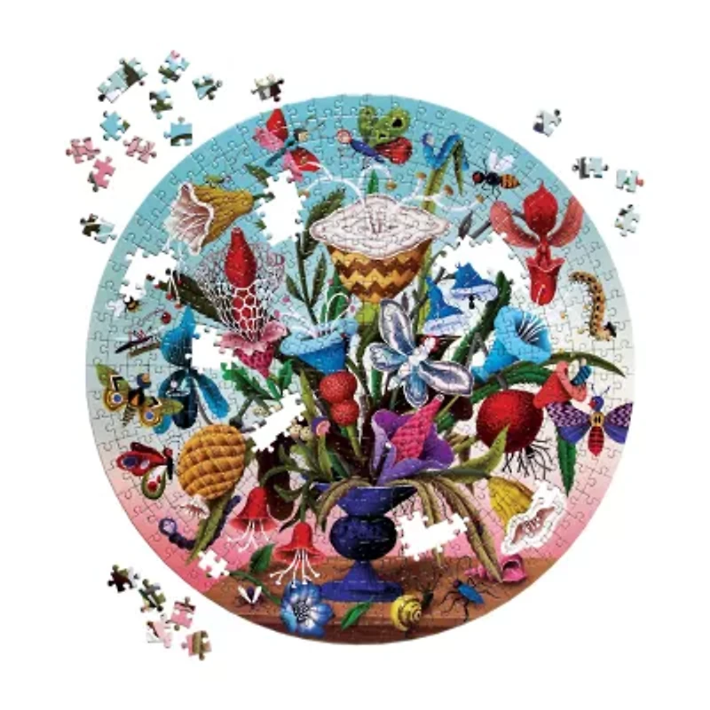 Eeboo Piece And Love Crazy Bug Bouquet 500 Piece Round Jigsaw 500-pc. Puzzle