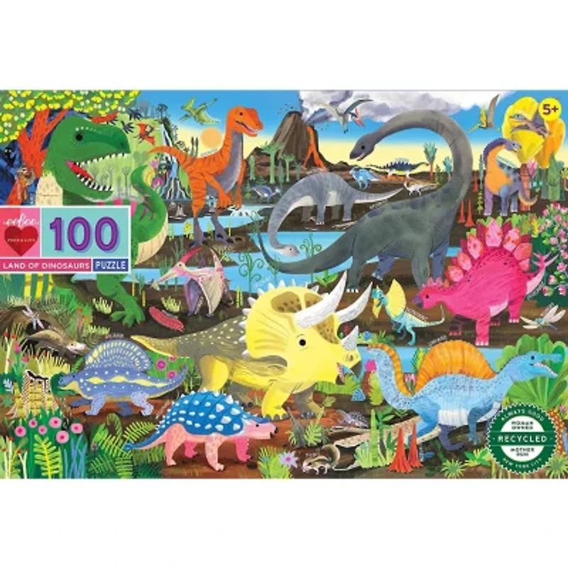 Eeboo Land Of Dinosaurs 100 Piece 100-pc. Puzzle