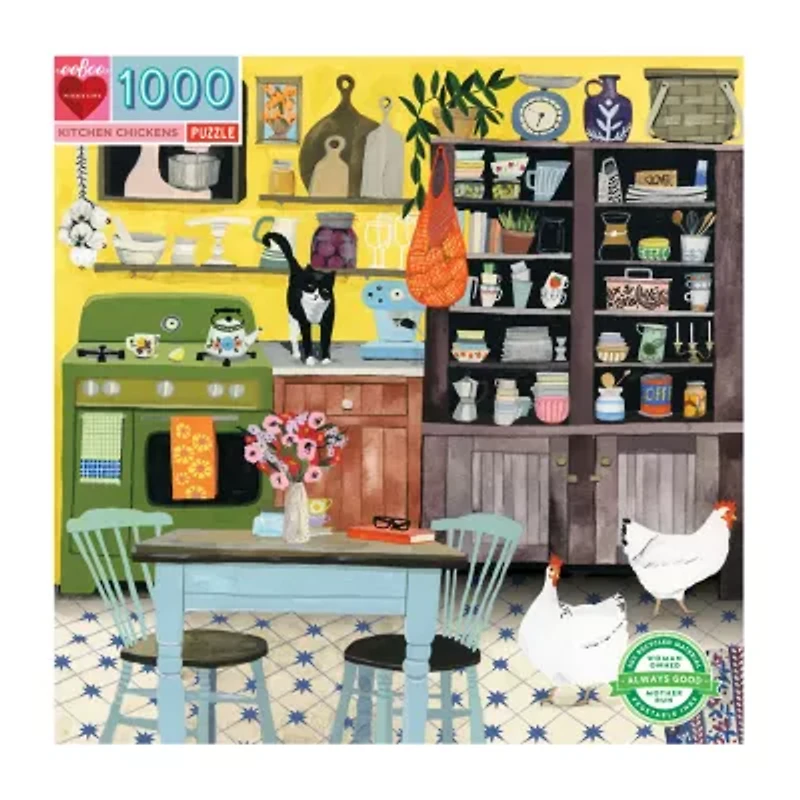 Eeboo Piece And Love Kitchen Chickens 1000 Piece Square Adult Jigsaw 1000-pc. Puzzle