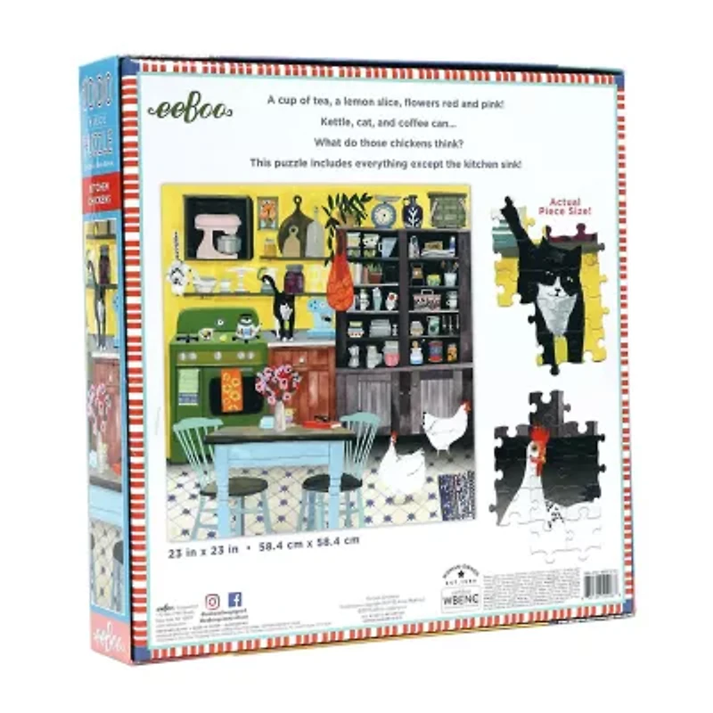 Eeboo Piece And Love Kitchen Chickens 1000 Piece Square Adult Jigsaw 1000-pc. Puzzle