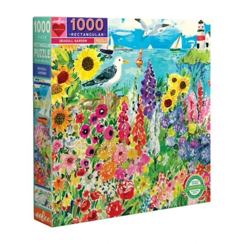 Eeboo Piece And Love Seagull Garden 1000  Piece Rectangular Adult Jigsaw 1000-pc. Puzzle