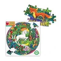 Eeboo Piece And Love Unicorn Garden 500 Piece Round Circle Jigsaw 500-pc. Puzzle