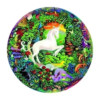 Eeboo Piece And Love Unicorn Garden 500 Piece Round Circle Jigsaw 500-pc. Puzzle