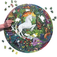 Eeboo Piece And Love Unicorn Garden 500 Piece Round Circle Jigsaw 500-pc. Puzzle