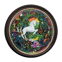 Eeboo Piece And Love Unicorn Garden 500 Piece Round Circle Jigsaw 500-pc. Puzzle