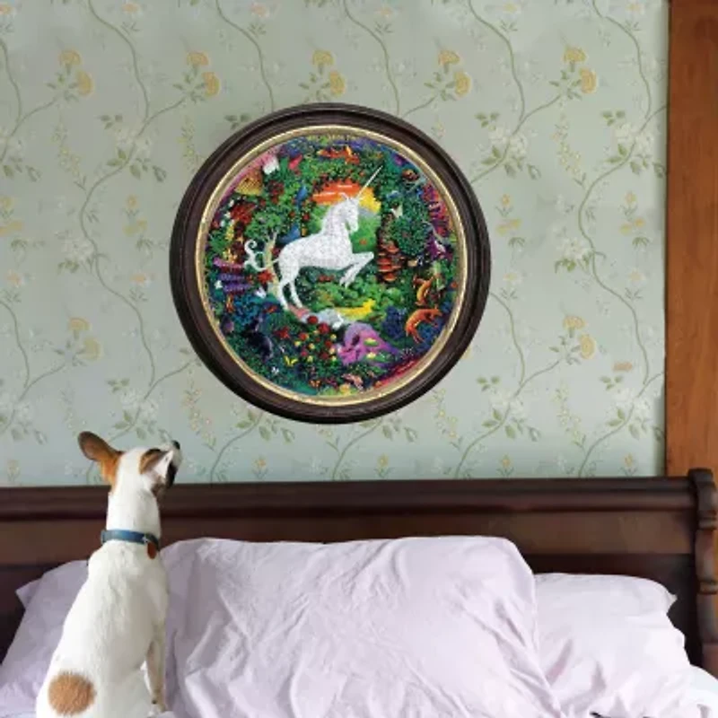 Eeboo Piece And Love Unicorn Garden 500 Piece Round Circle Jigsaw 500-pc. Puzzle