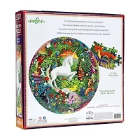 Eeboo Piece And Love Unicorn Garden 500 Piece Round Circle Jigsaw 500-pc. Puzzle