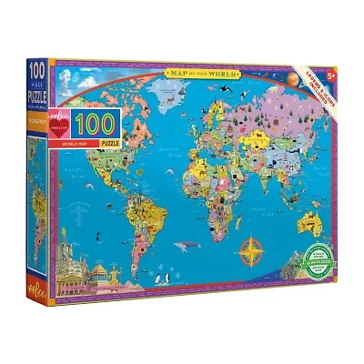 Eeboo World Map 100 Piece 100-pc. Puzzle