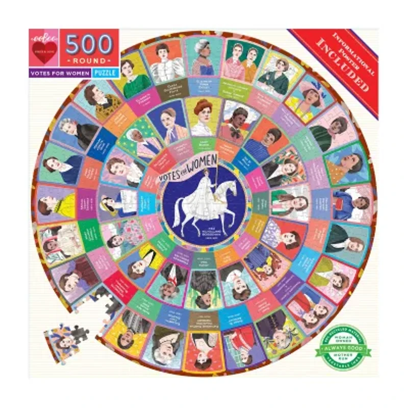 Eeboo Piece And Love Votes For Women 500 Piece Round Circle Jigsaw 500-pc. Puzzle