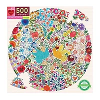Eeboo Piece And Love Blue Bird Yellow Bird 500 Piece Adult   Round Jigsaw 500-pc. Puzzle