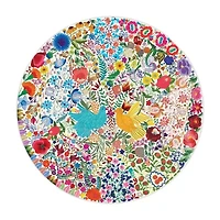 Eeboo Piece And Love Blue Bird Yellow Bird 500 Piece Adult   Round Jigsaw 500-pc. Puzzle