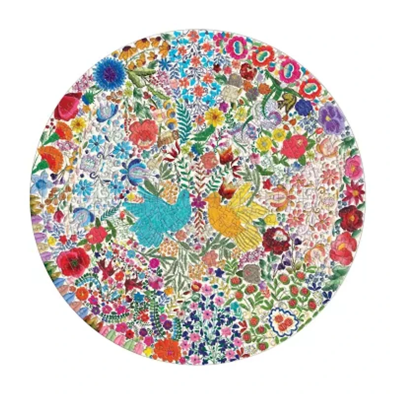 Eeboo Piece And Love Blue Bird Yellow Bird 500 Piece Adult   Round Jigsaw 500-pc. Puzzle