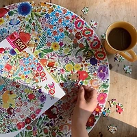 Eeboo Piece And Love Blue Bird Yellow Bird 500 Piece Adult   Round Jigsaw 500-pc. Puzzle