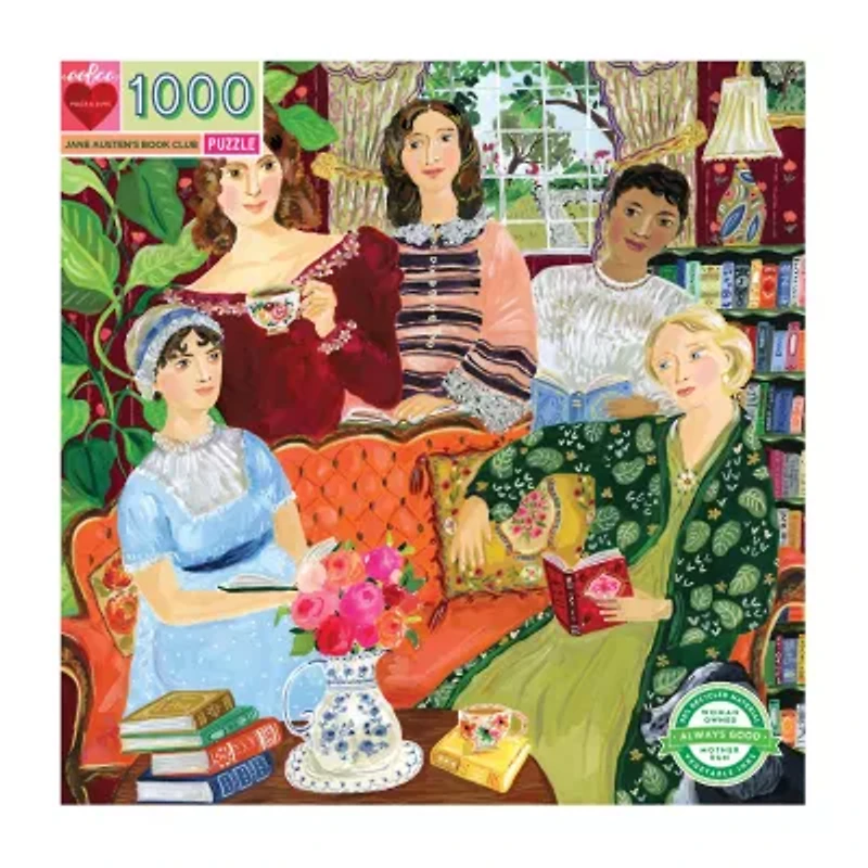 Eeboo Piece And Love Jane Austen'S Book Club  1000 Piece Square Adult Jigsaw 1000-pc. Puzzle