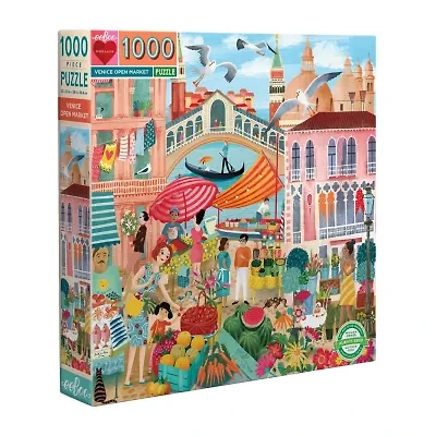 Eeboo Piece And Love Venice Open Market 1000 Piece Square Adult Jigsaw 1000-pc. Puzzle