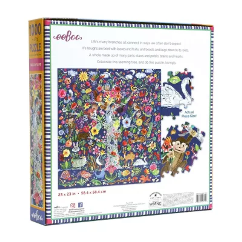Eeboo Piece And Love Tree Of Life 1000 Piece Square Adult Jigsaw 1000-pc. Puzzle