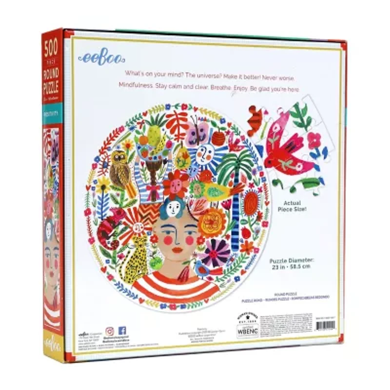 Eeboo Piece And Love Positivity 500 Piece Round  Circle Jigsaw 500-pc. Puzzle