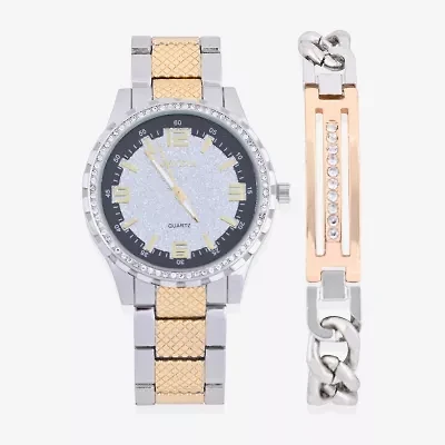 Geneva Mens Two Tone 2-pc. Watch Boxed Set Mac8078jc