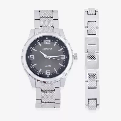 Geneva Womens Silver Tone Stainless Steel 2-pc. Watch Boxed Set Mac8080jc