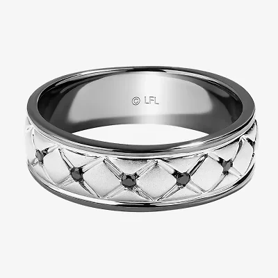 Star Wars Fine Jewelry Mens 6.5MM 1/10 CT. T.W. Natural Black Diamond 10K White Gold Band