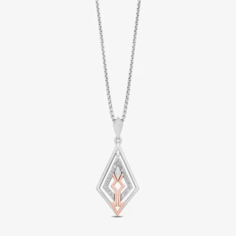 Star Wars Fine Jewelry Ahsoka Tanoã‚™ Womens 1/10 CT. T.W. Natural White Diamond 10K Rose Gold Sterling Silver Arrow 18 Inch Pendant Necklace