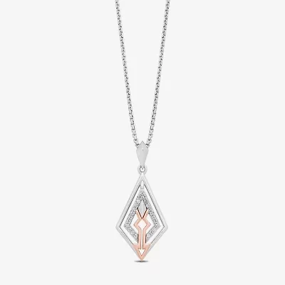 Star Wars Fine Jewelry Ahsoka Tanoã‚Â™ Womens 1/10 CT. T.W. Natural White Diamond 10K Rose Gold Sterling Silver Arrow 18 Inch Pendant Necklace