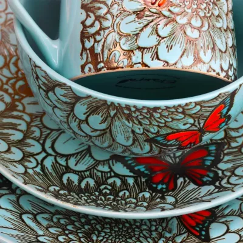 Elama Butterfly Garden 16-pc. Stoneware Dinnerware Set