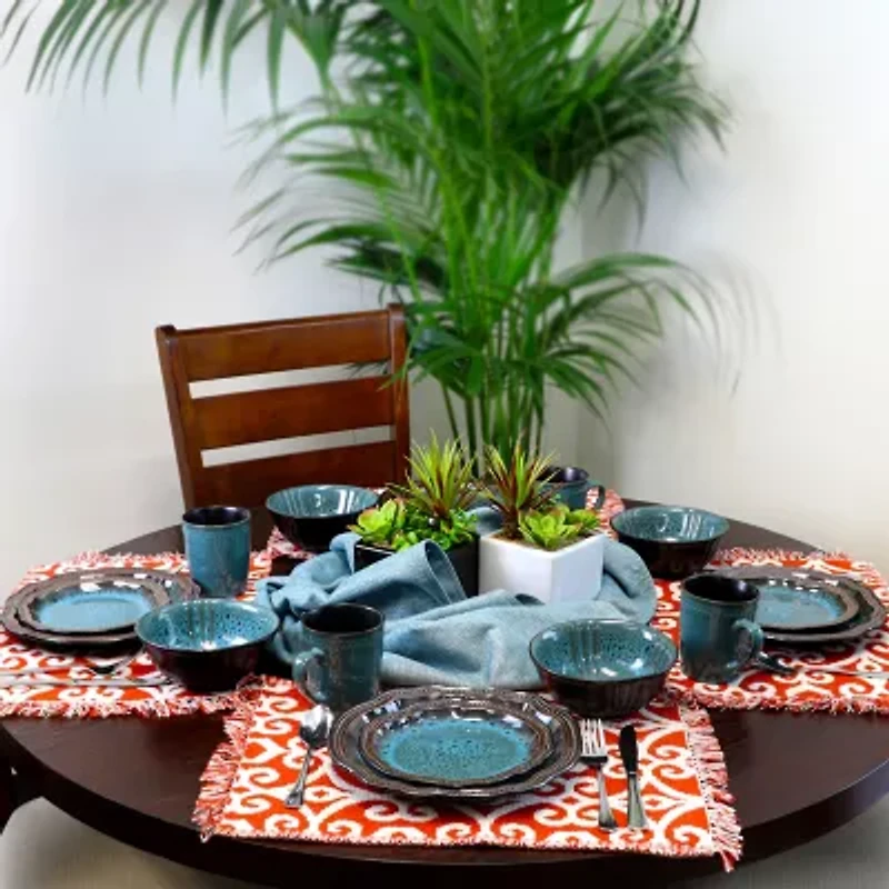 Elama Mystic Waves 16-pc. Stoneware Dinnerware Set