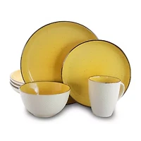 Elama Mellow-Yellow 16-pc. Stoneware Dinnerware Set