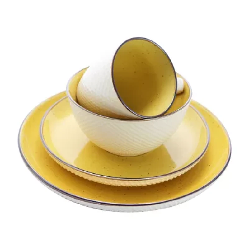 Elama Mellow-Yellow 16-pc. Stoneware Dinnerware Set