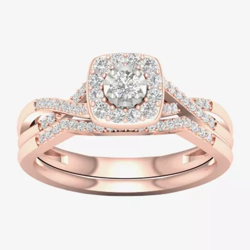 3/8 CT.T.W. Natural Diamond 10K Rose Gold Engagement Ring