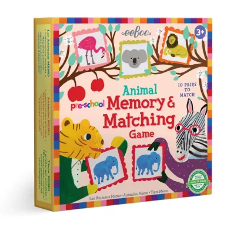 Eeboo Pre-School Animal Memory And Matching Game Brain Game