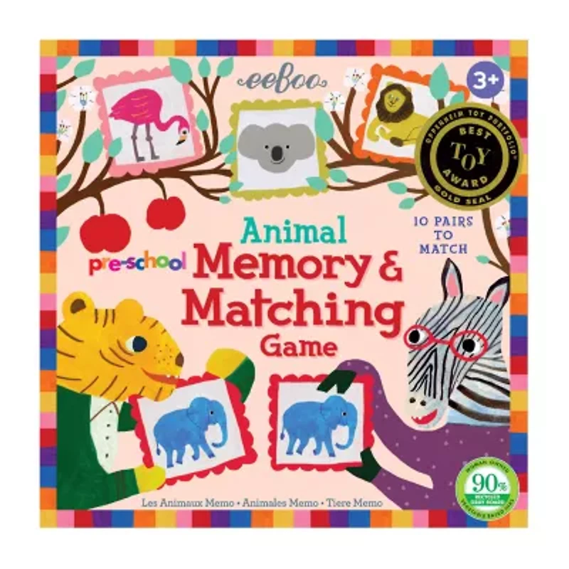 Eeboo Pre-School Animal Memory And Matching Game Brain Game