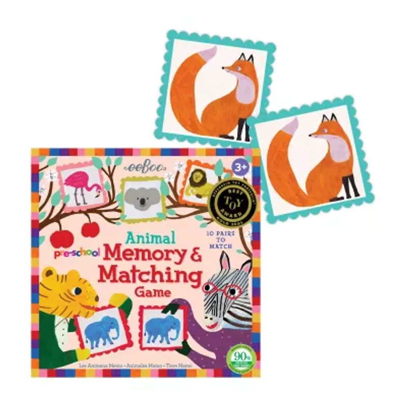 Eeboo Pre-School Animal Memory And Matching Game Brain Game