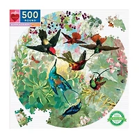 Eeboo Piece And Love Hummingbirds 500 Piece Round Circle Jigsaw 500-pc. Puzzle
