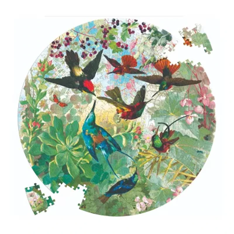 Eeboo Piece And Love Hummingbirds 500 Piece Round Circle Jigsaw 500-pc. Puzzle