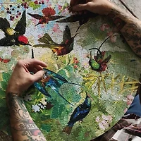 Eeboo Piece And Love Hummingbirds 500 Piece Round Circle Jigsaw 500-pc. Puzzle