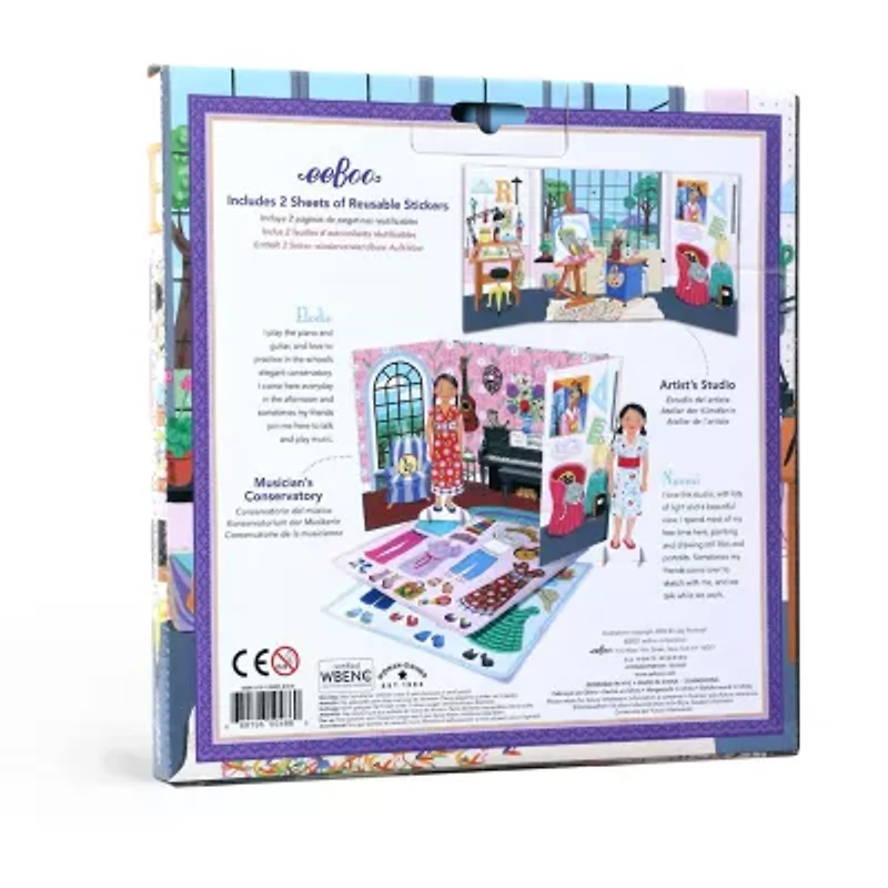 Eeboo Musician And Artist Paper Doll Reusable Set 3-pc. Craft Kit