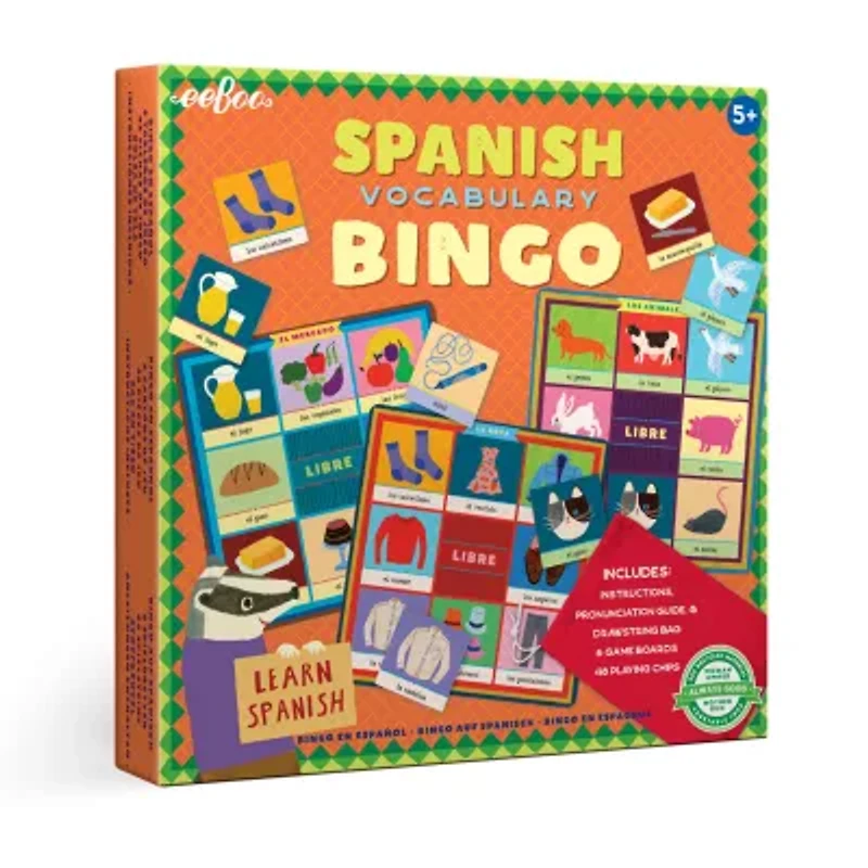 Eeboo Spanish Bingo Vocabulary Game Brain Game