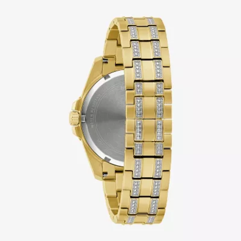 Bulova Classic Crystal Mens Crystal Accent Two Tone Stainless Steel 2-pc. Watch Boxed Set 98k115