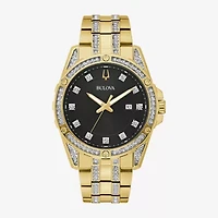 Bulova Classic Crystal Mens Crystal Accent Two Tone Stainless Steel 2-pc. Watch Boxed Set 98k115