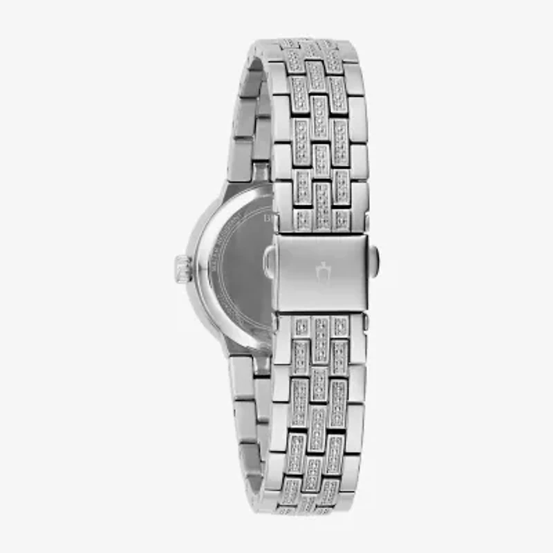 Bulova Classic Crystal Womens Crystal Accent Silver Tone Stainless Steel 2-pc. Watch Boxed Set 96x163