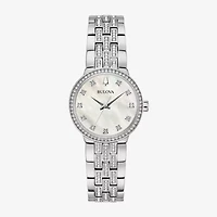 Bulova Classic Crystal Womens Crystal Accent Silver Tone Stainless Steel 2-pc. Watch Boxed Set 96x163