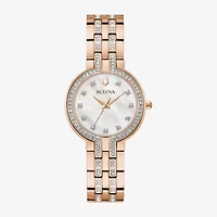 Bulova Classic Crystal Womens Crystal Accent Rose Goldtone Stainless Steel 2-pc. Watch Boxed Set 98x135